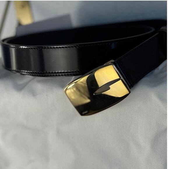 NWT Gucci By Tom Ford G Logo Black Leather and Gold Belt - Picture 9 of 9